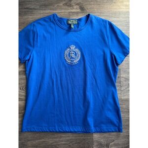 Lauren Ralph Lauren Women's Embroiderer Royal Blue Shirt Size XL